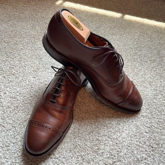 Allen Edmonds Fifth Avenue Mens Cap Toe Oxford Dress Shoes 9.5 D Brown Leather main image 9